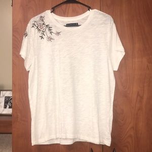 White tee with floral detail